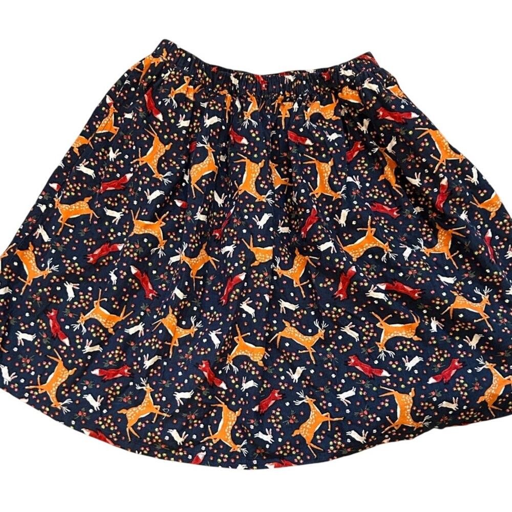 Lands' End Corduroy Skirt Pockets Woodland Creatures Girls Small 7/8